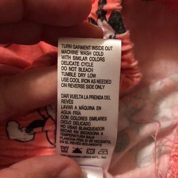 Disney 0-2 XS Coral Black White Mickey Mouse Short Sleeve Top & Shorts PJ Set - Picture 11 of 12